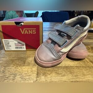 Vans Pink and Gray Sneakers with Velcro Straps size 8 toddler
